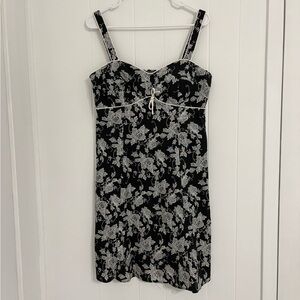 Floral Black and White Mini Dress